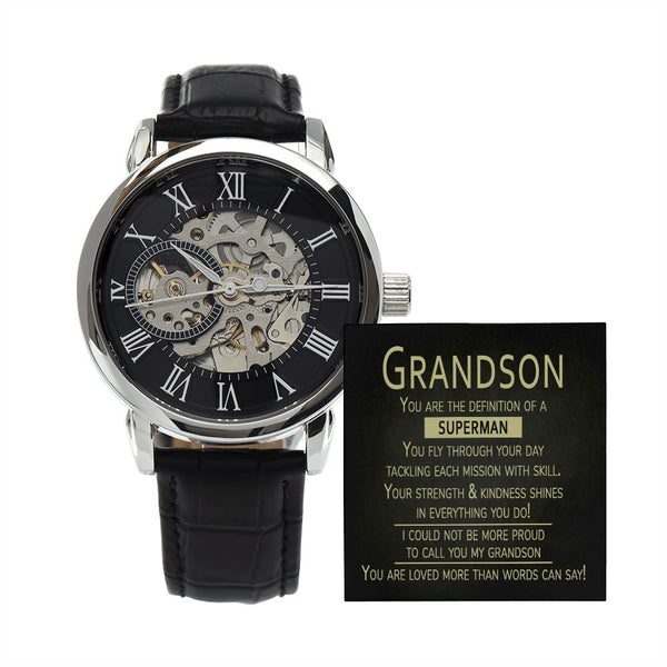Grandson Chronograph Watch Gift - Bond Can't Be Broken - Engraved Watc